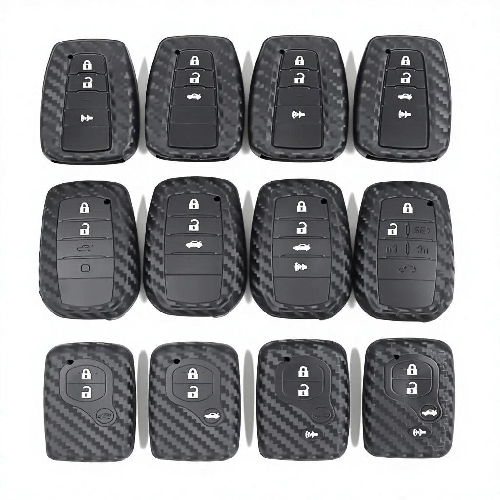 Luxury Carbon Fiber Style Silicone Key Cover for Toyota Camry/ Corolla