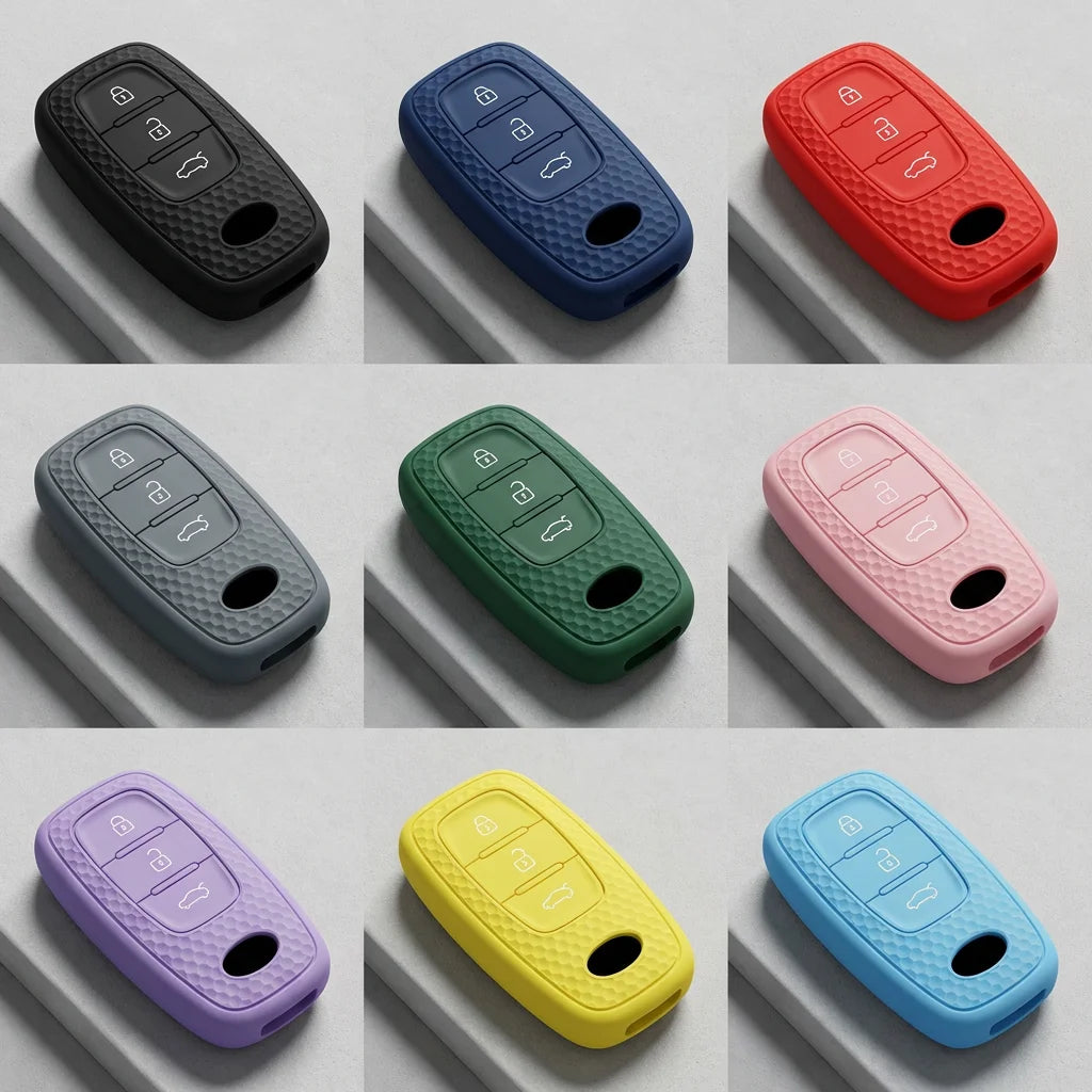 Luxury Carbon Fiber Style Silicone Key Cover for Audi A1/ A3